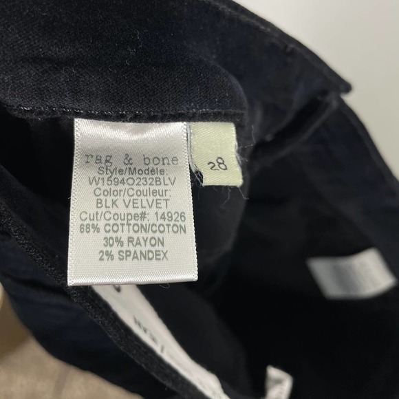 RAG & BONE 10 Inch Crop Flare Jeans in Black Velvet 28 - Picture 5 of 9